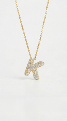 The Pave Bubble Letter Pendant Necklace | Gold Vermeil