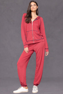 Women | Butter Terry Zip-Up Slouchy Hoodie | Crimson