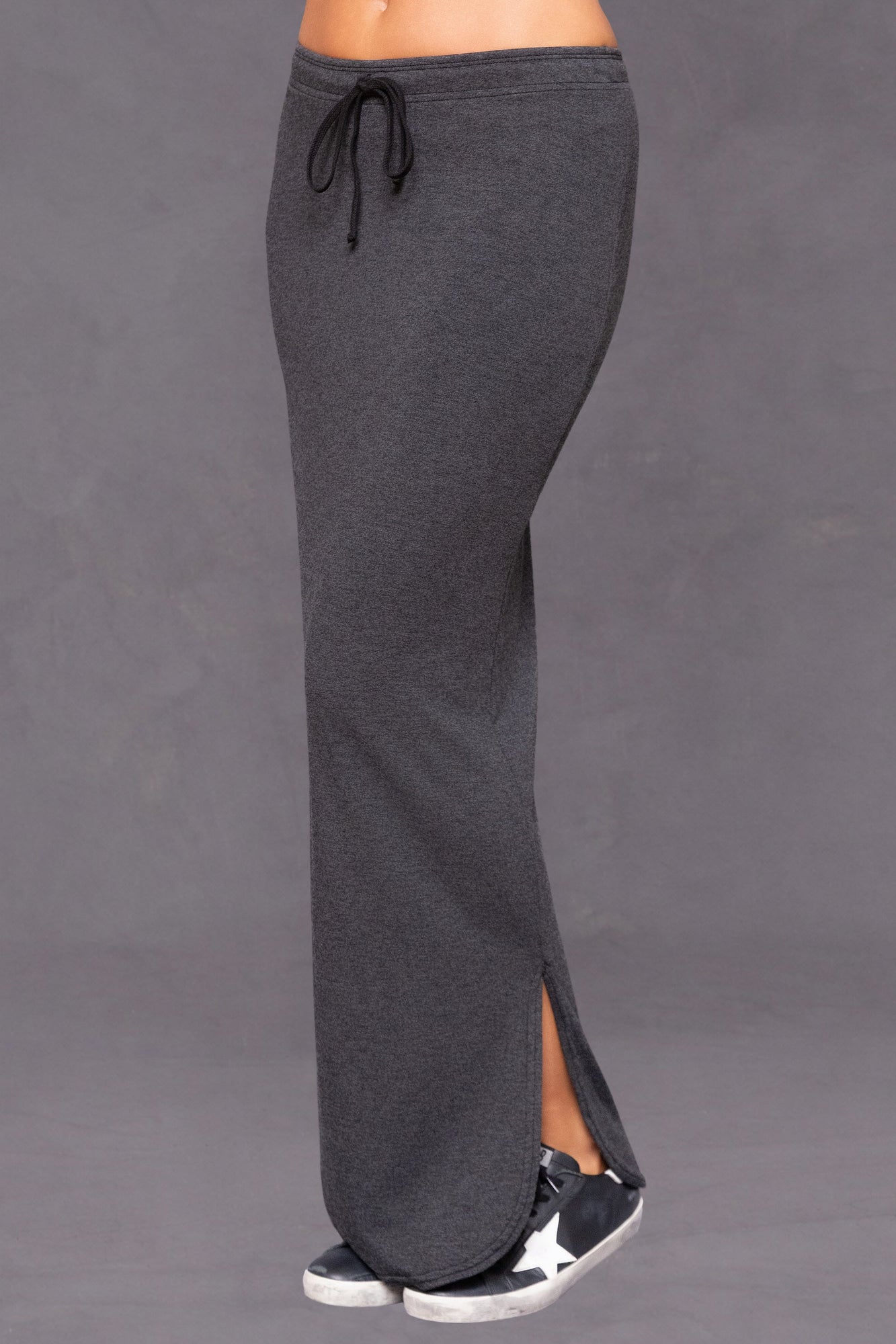 Women | Butter Terry Shirttail Maxi Skirt | Black