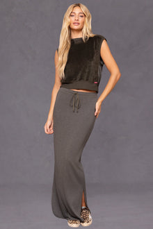 Women | Butter Terry Shirttail Maxi Skirt | Olive