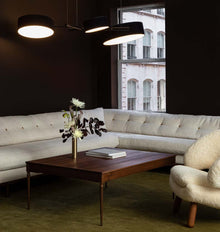 The Cain Coffee Table (Black Walnut) -- Roll & Hill Showroom, New York City. Image by Sarah Elliott
