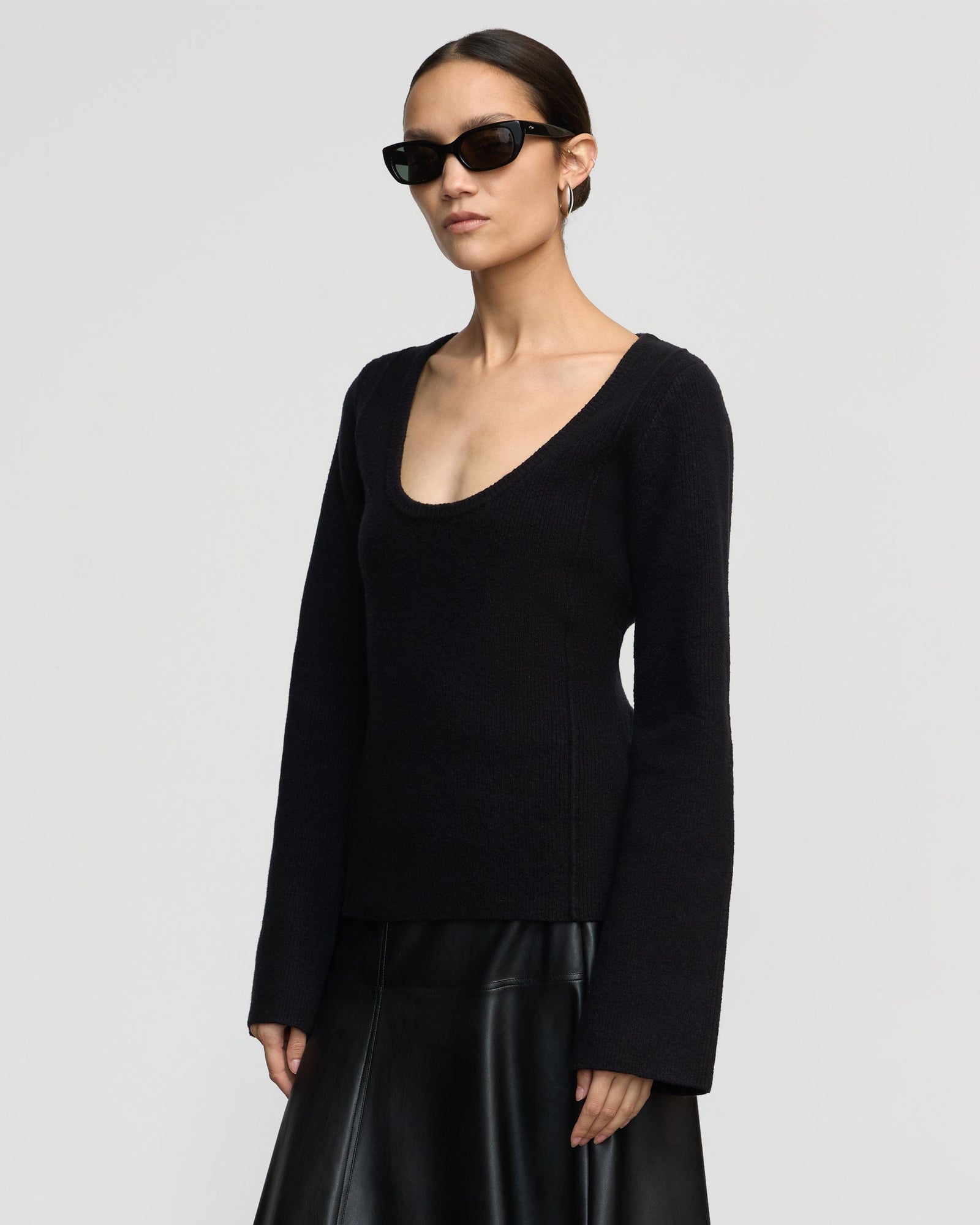 Charlotte | Camilla Seam-Detail Scoop-Neck Sweater in Size Extra Small