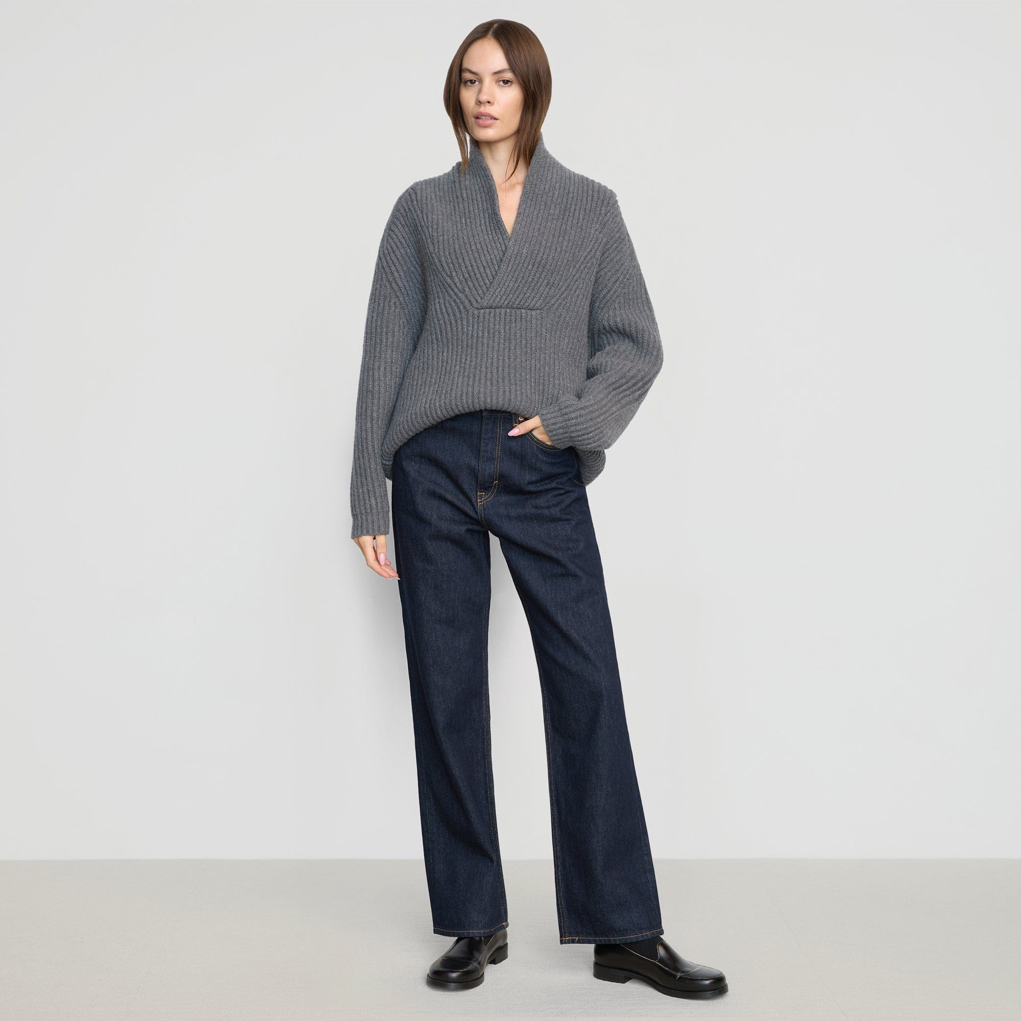 Campbell Shawl-Collar Sweater | Heather Grey