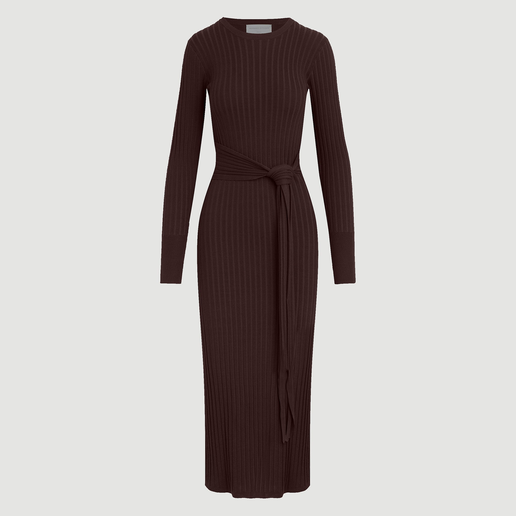 Carmen Tie-Front Ribbed Dress (Petite) | Mulberry