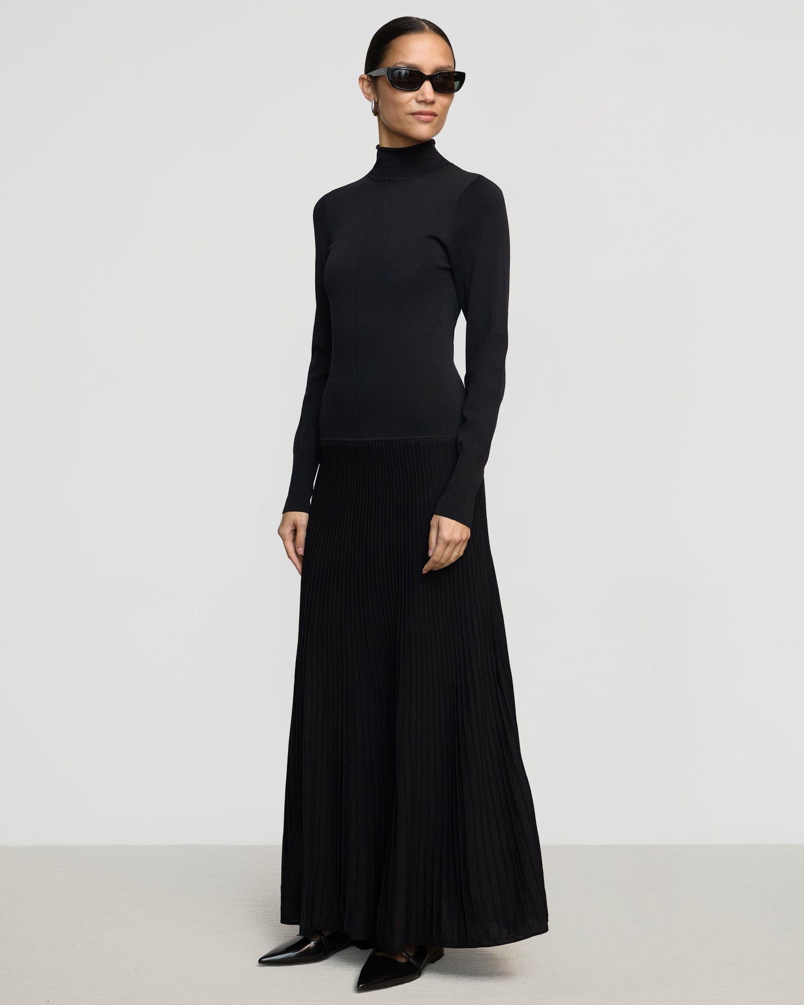 Charlotte | Chandra Ottoman-Knit Long-Sleeve Dress in Size Small