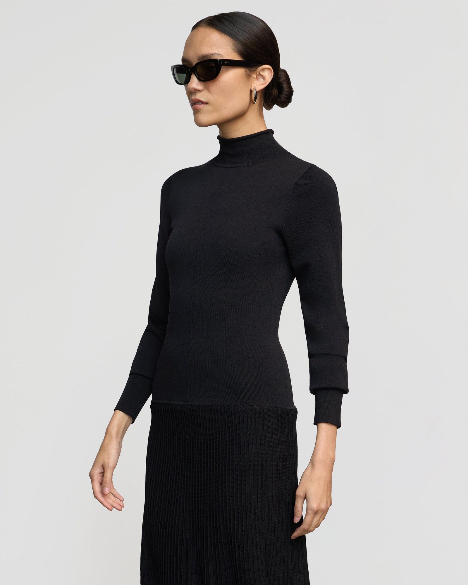Charlotte | Chandra Ottoman-Knit Long-Sleeve Dress in Size Small