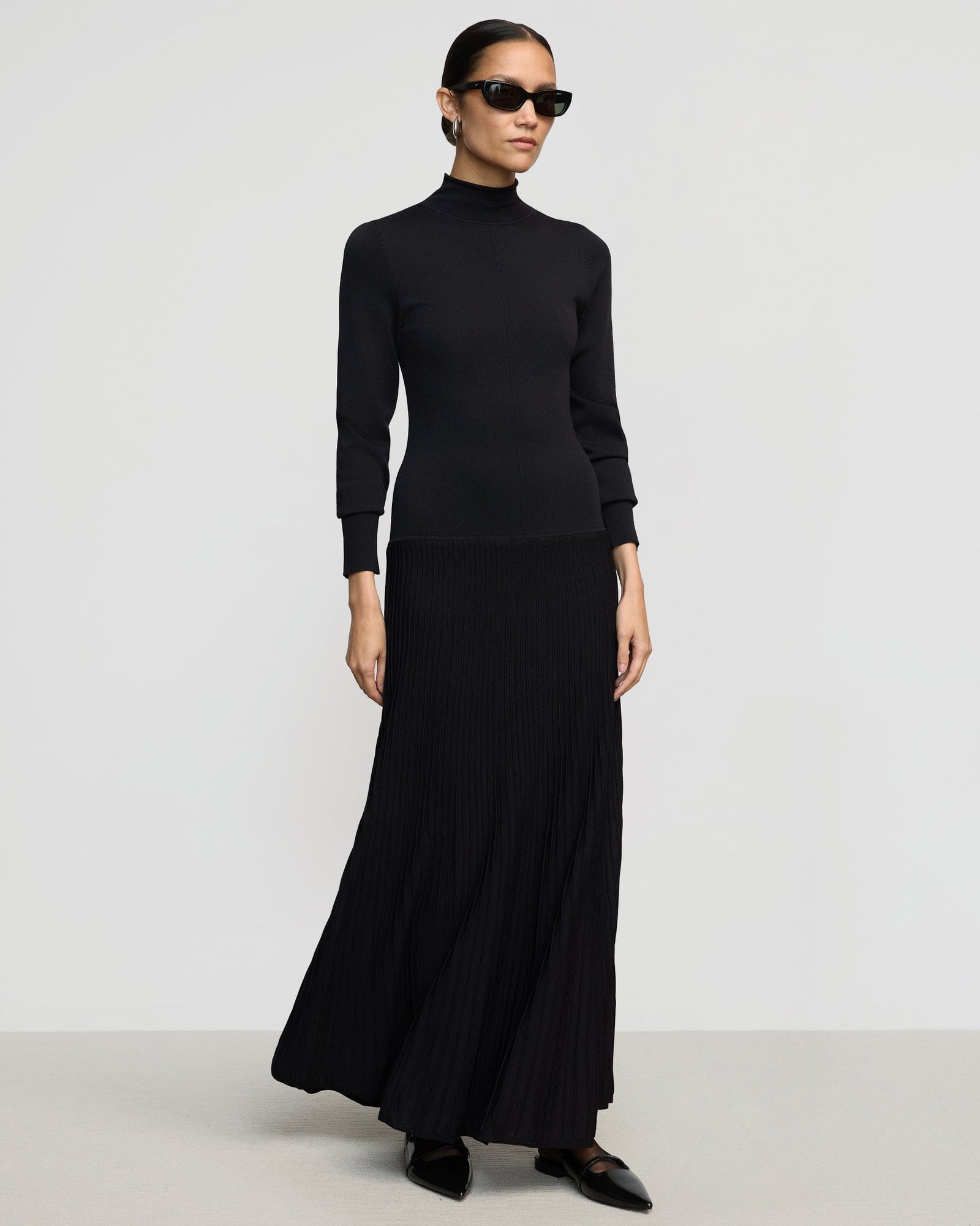 Charlotte | Chandra Ottoman-Knit Long-Sleeve Dress in Size Small