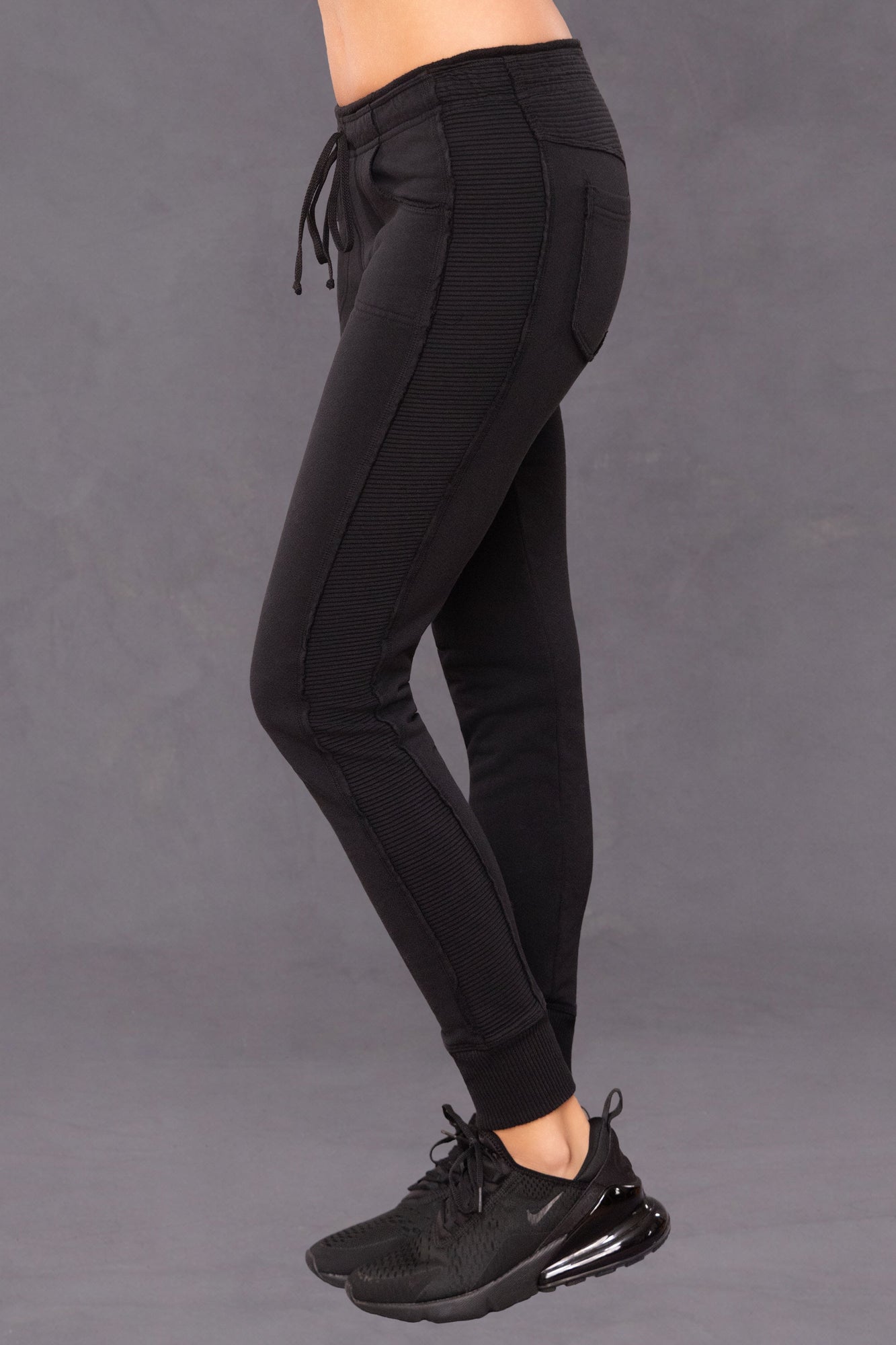 Women | Drawstring Jean Sweat Jogger | Black