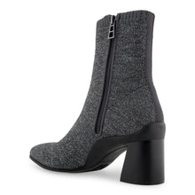 Cezarina Bootie Mid Block Heel | Gunmetal Knit Knit