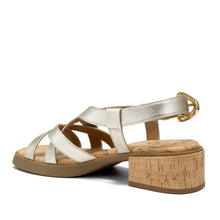 Daily Sandal Block Heel | Soft Gold Faux Saffiano/Cork Heel