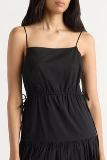 Arya | Dalia Tie-Waist Tiered Organic Cotton Dress in Size Small
