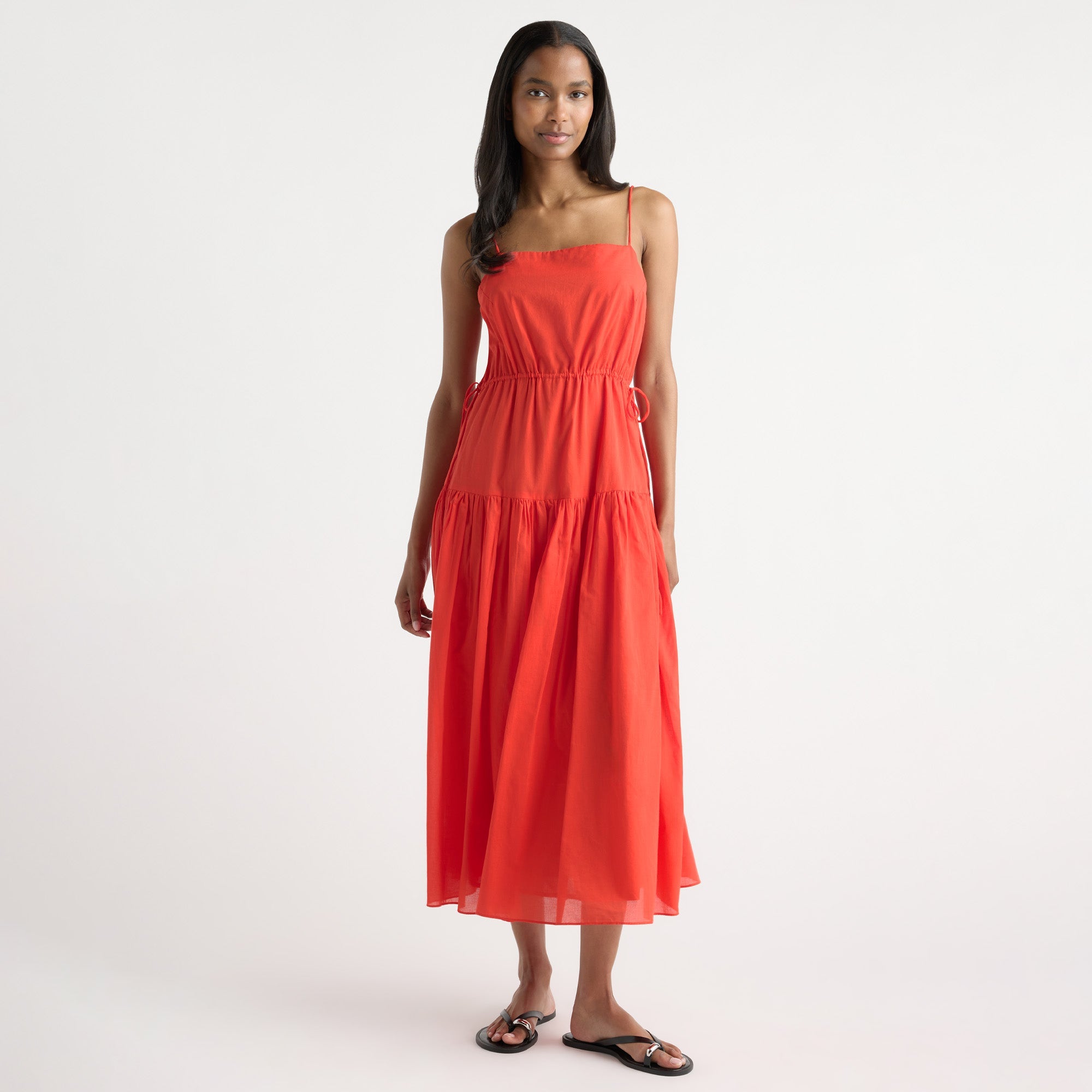 Isilda | Dalia Tie-Waist Tiered Organic Cotton Dress in Size Extra Small