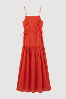 Isilda | Dalia Tie-Waist Tiered Organic Cotton Dress in Size Extra Small - Flat