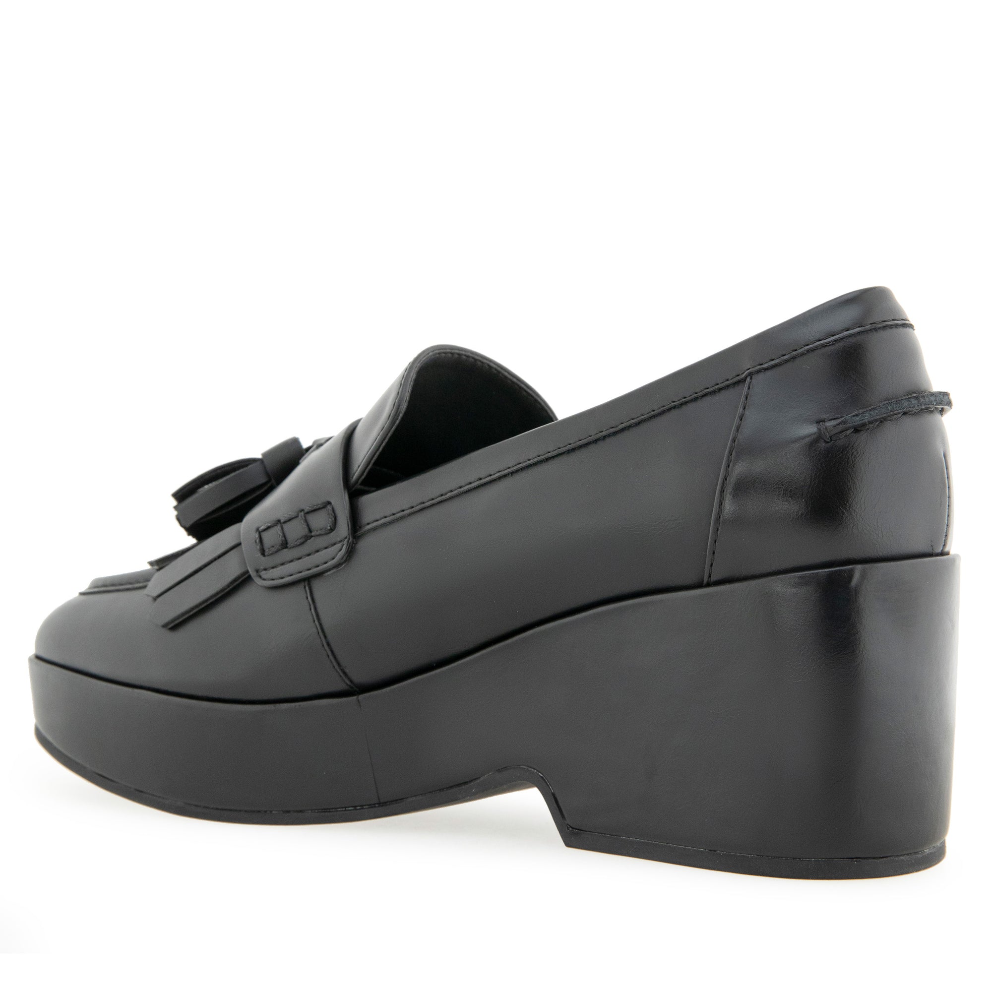 Chaeli Tailored Loafer | Black Faux Burnished Calf