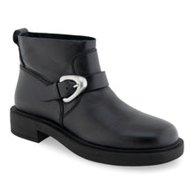 Gill Bootie Low Block Heel | Black Burn Leather