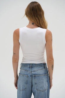 LNA Deep U Ribbed Tank in White