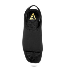 Azura Sandal Flat | Black Stretch Gaberdine