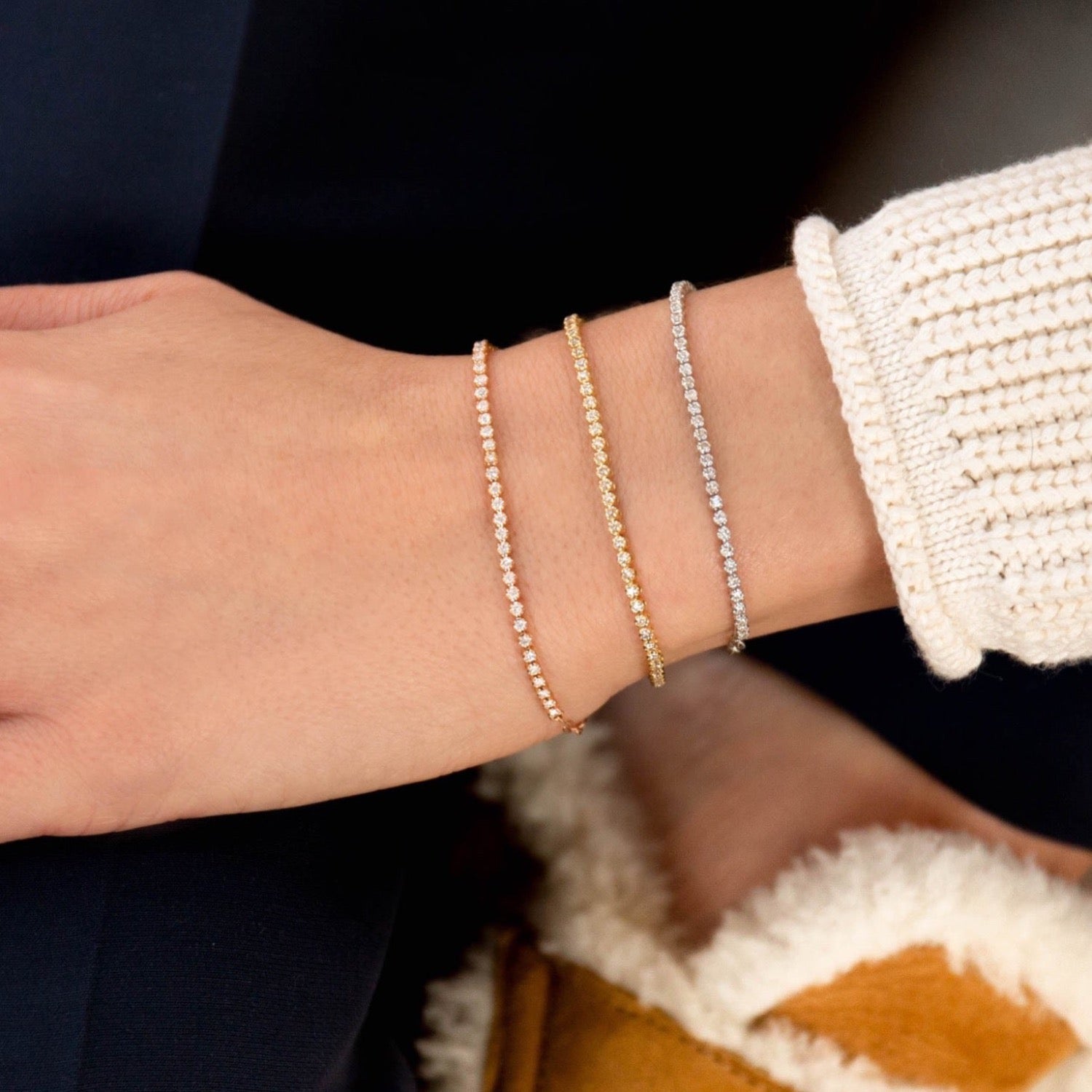 Mixed Mini Diamond Tennis Bracelet 14K - Adina's Jewels