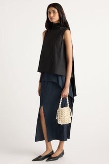 Arya | Dominika Drape Scarf-Neck Blouse in Size Small