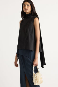 Arya | Dominika Drape Scarf-Neck Blouse in Size Small