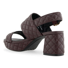 Camera Quilted Sandal Platform | Deep Aubergine Leather