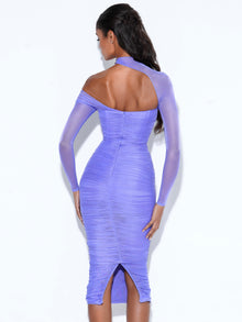 Quylla Very Long Sleeve Mesh Dress | Periwinkle