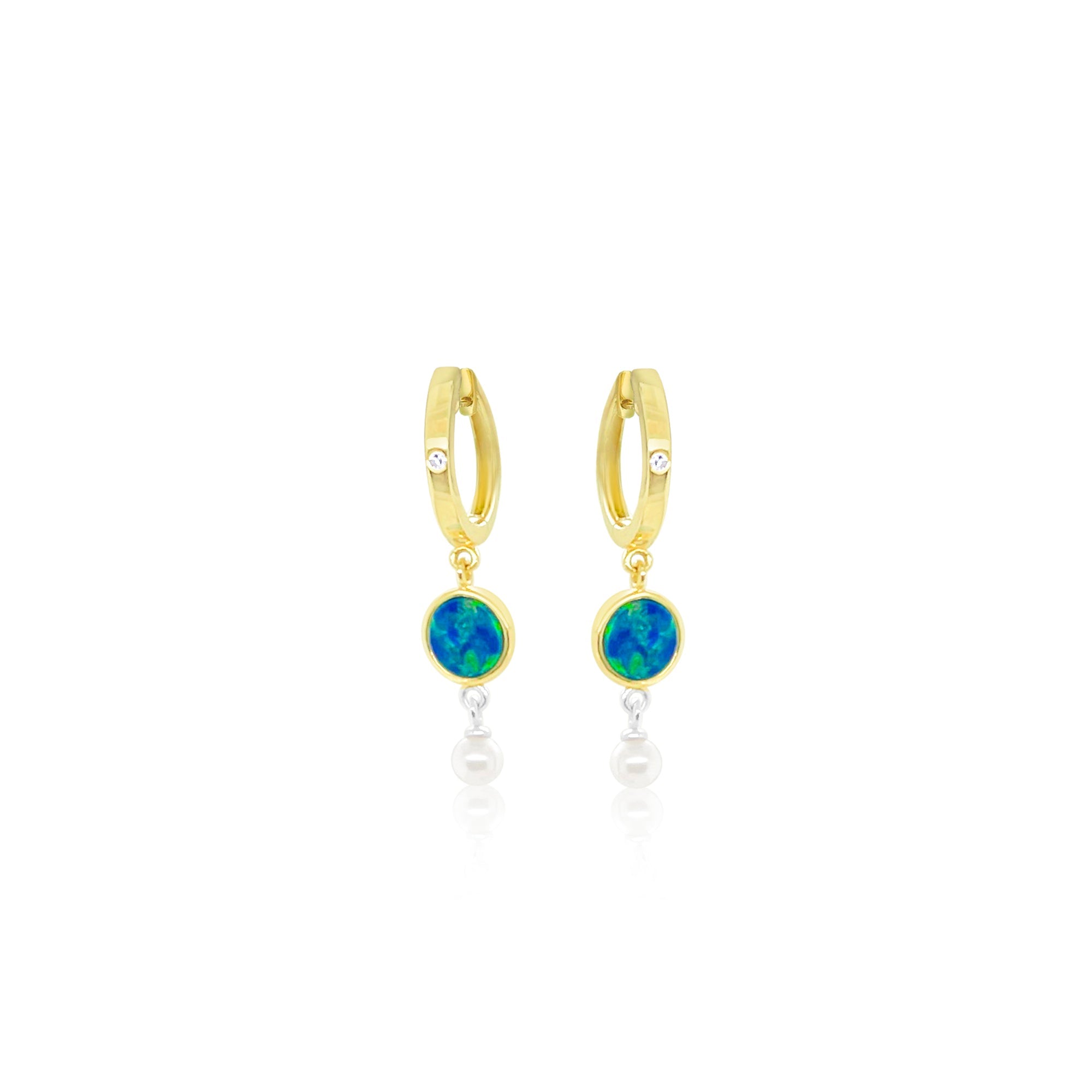 Yellow Gold Opal Earrings | Yellow Gold