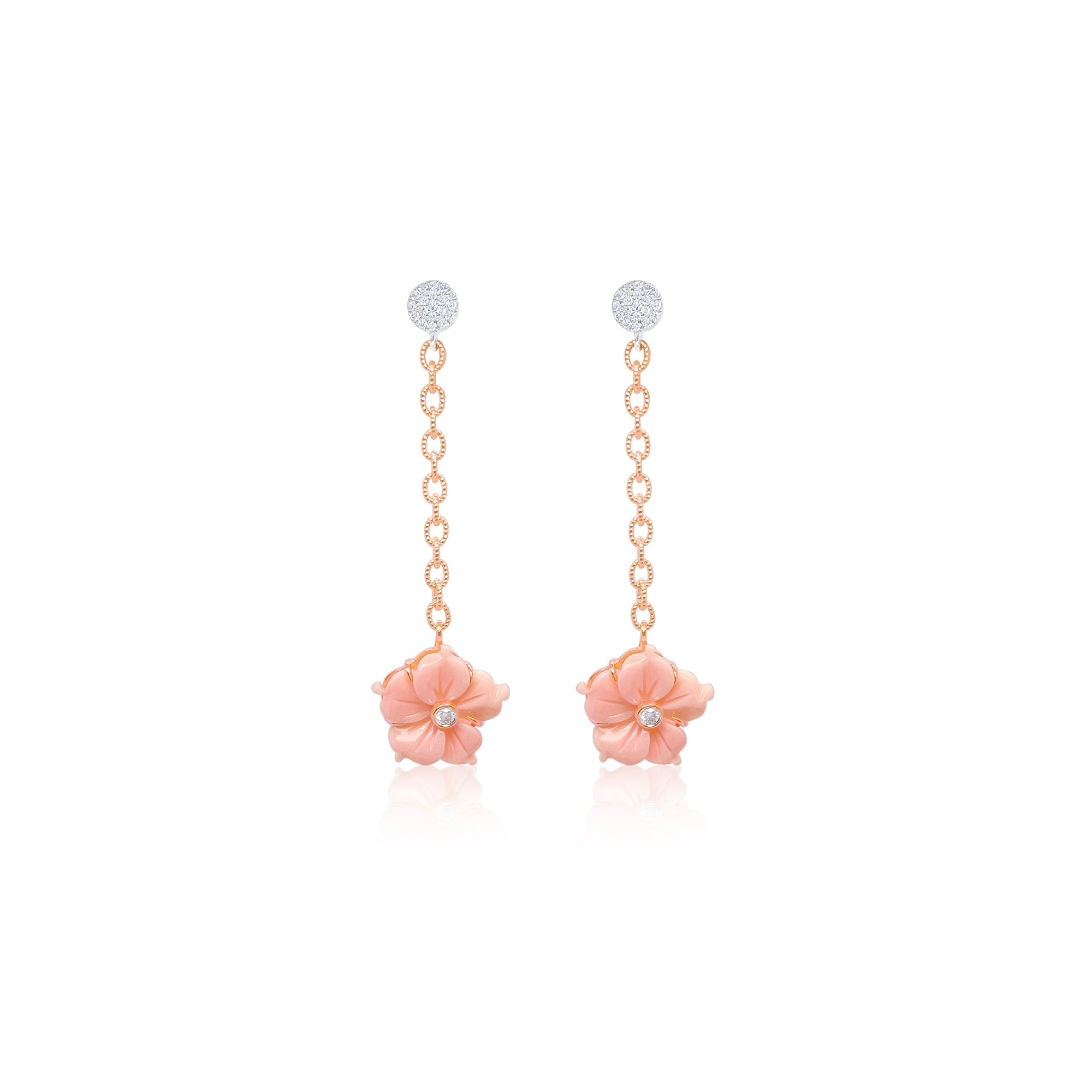 Pink Opal Floral Earrings | Pink
