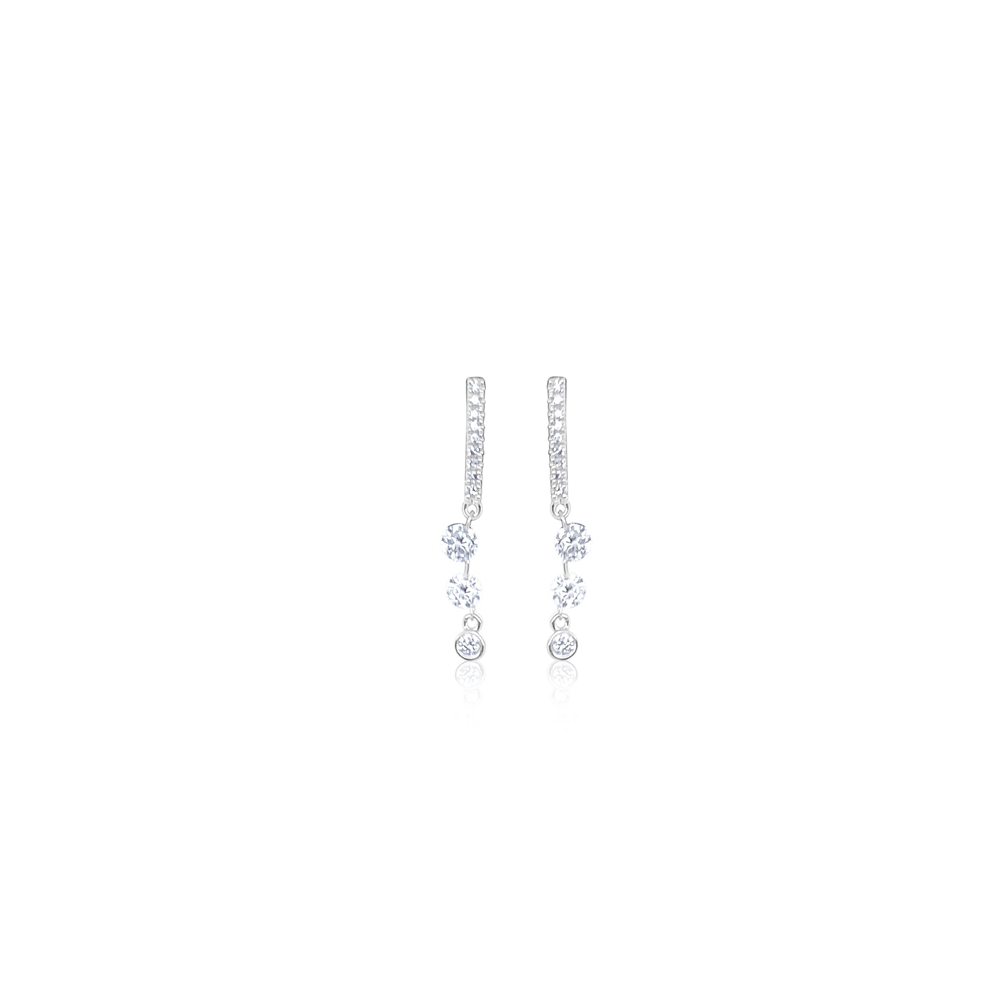 White Gold Hanging Drilled Diamond Studs | White Gold