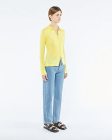 Womens | Thalia Superfine Merino Wool Cardigan | Lime Superfine Merino