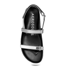 Liana Sandal Footbed | Silver Faux Mirror Metallic