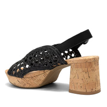 Clora Sandal Block Heel | Black Faux Burnished Calf