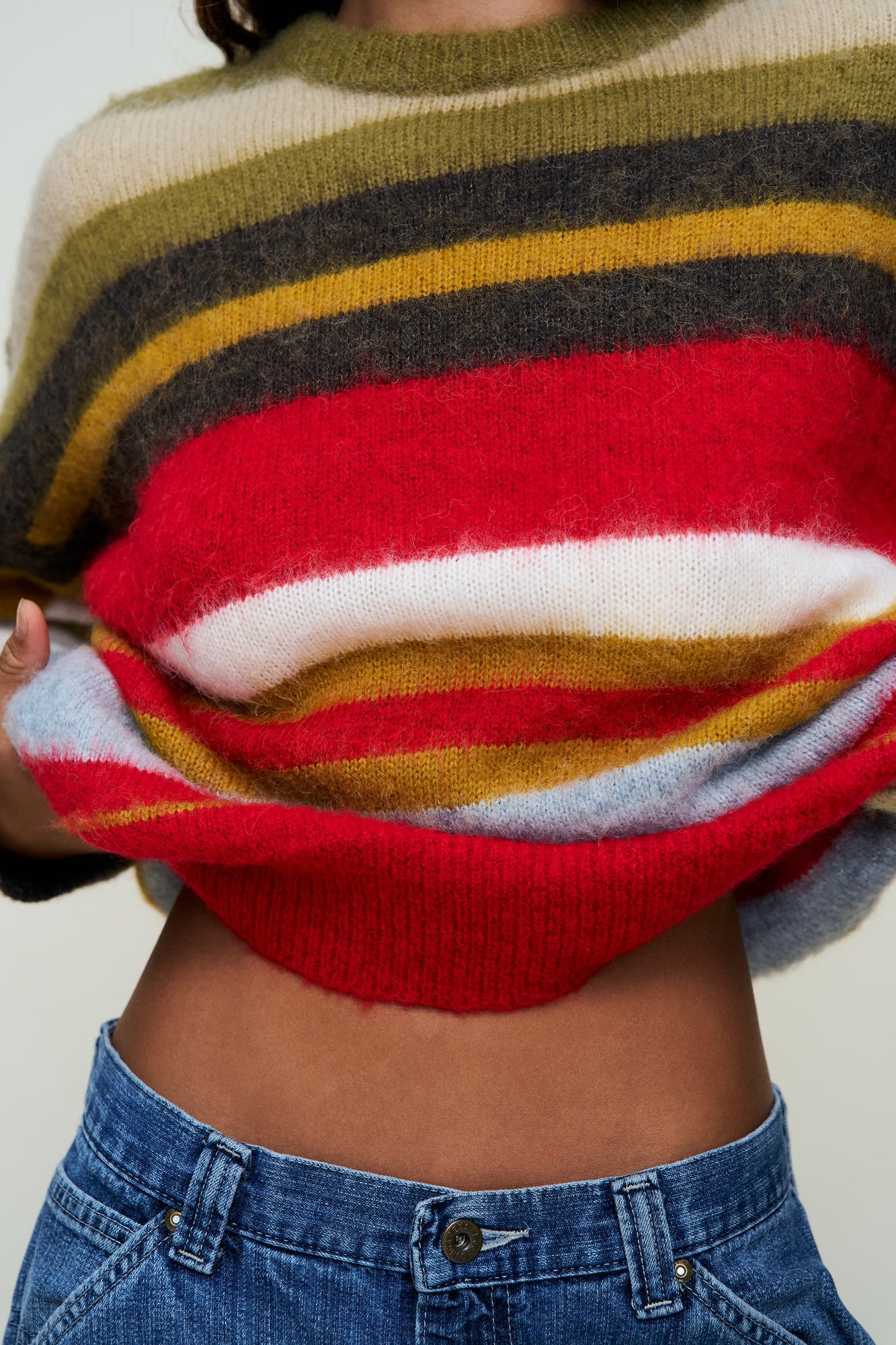 Womens | Hawley Oversized Stripe Wool Jumper | Olive