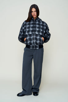 Womens | Charli Hooded Quilted Jacket | Black Plaid