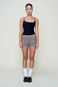 Womens | Penelope Patch Pocket Tartan Short | Green Tartan