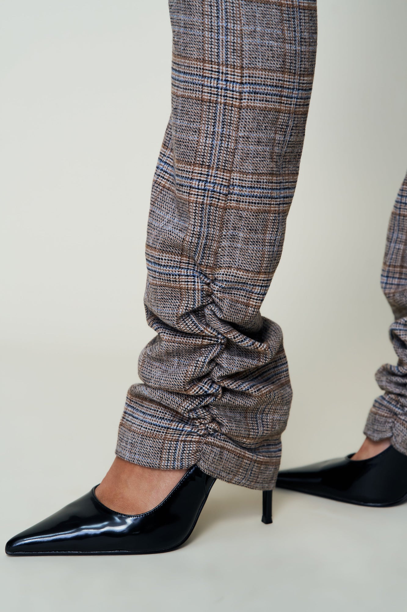 Womens | Cora Ruched Hem Tartan Pant | Green Tartan