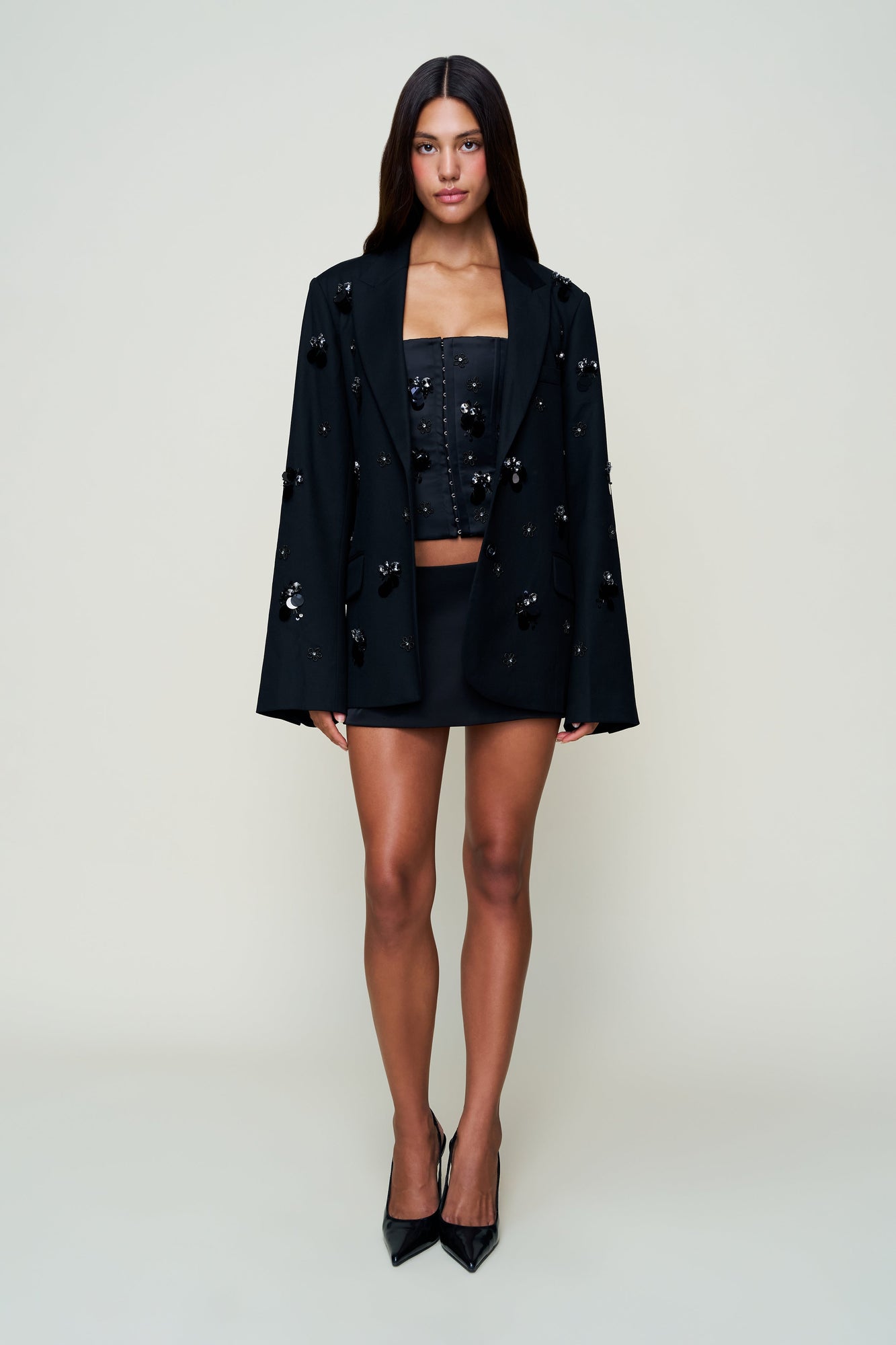 Womens | Embellished Oversized Blazer | Black
