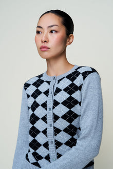 Womens | June Relaxed Wool Cardigan | Argyle Heather Grey
