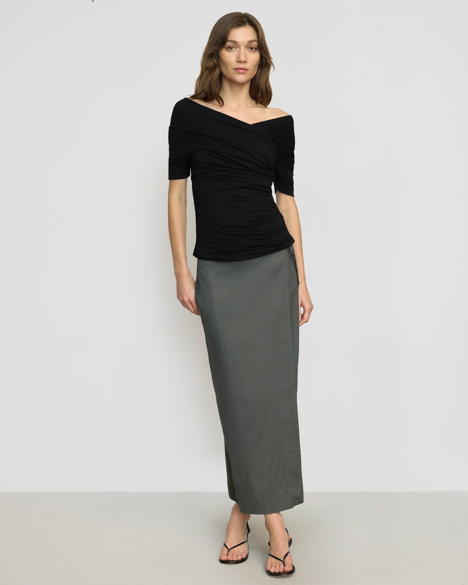 Renee | Ellie Linen Maxi Wrap Skirt in Size Small