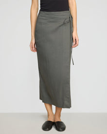 Olivia | Ellie Linen Maxi Wrap Skirt in Size Small