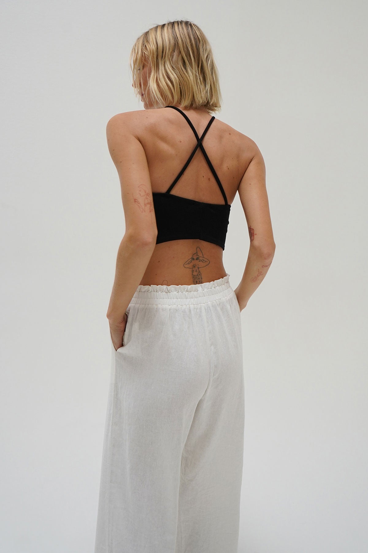 LNA Emmy Double Layer Ribbed Top in Black