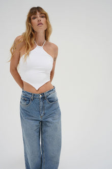 LNA Emmy Double Layered Ribbed Top in White