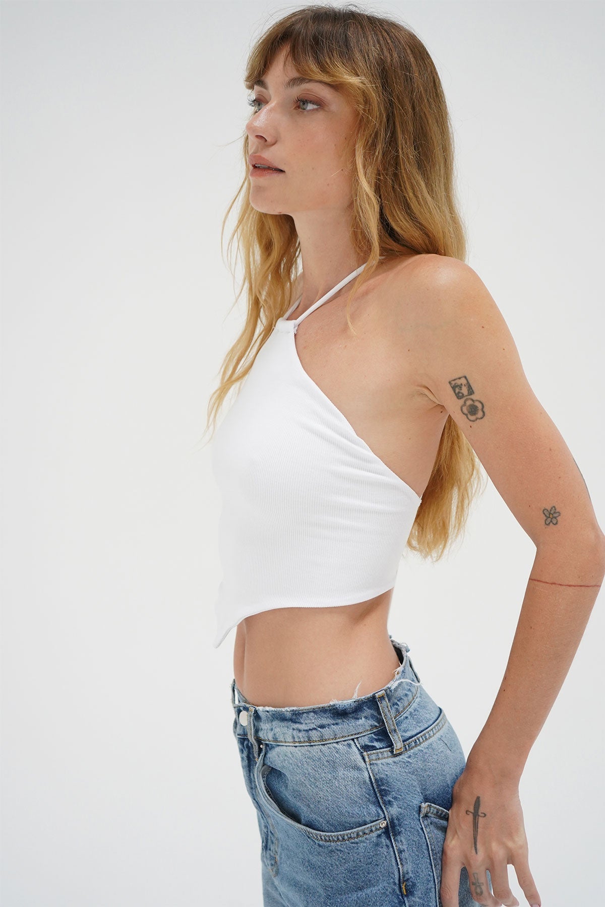 LNA Emmy Double Layered Ribbed Top in White