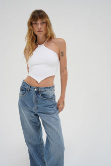 LNA Emmy Double Layered Ribbed Top in White