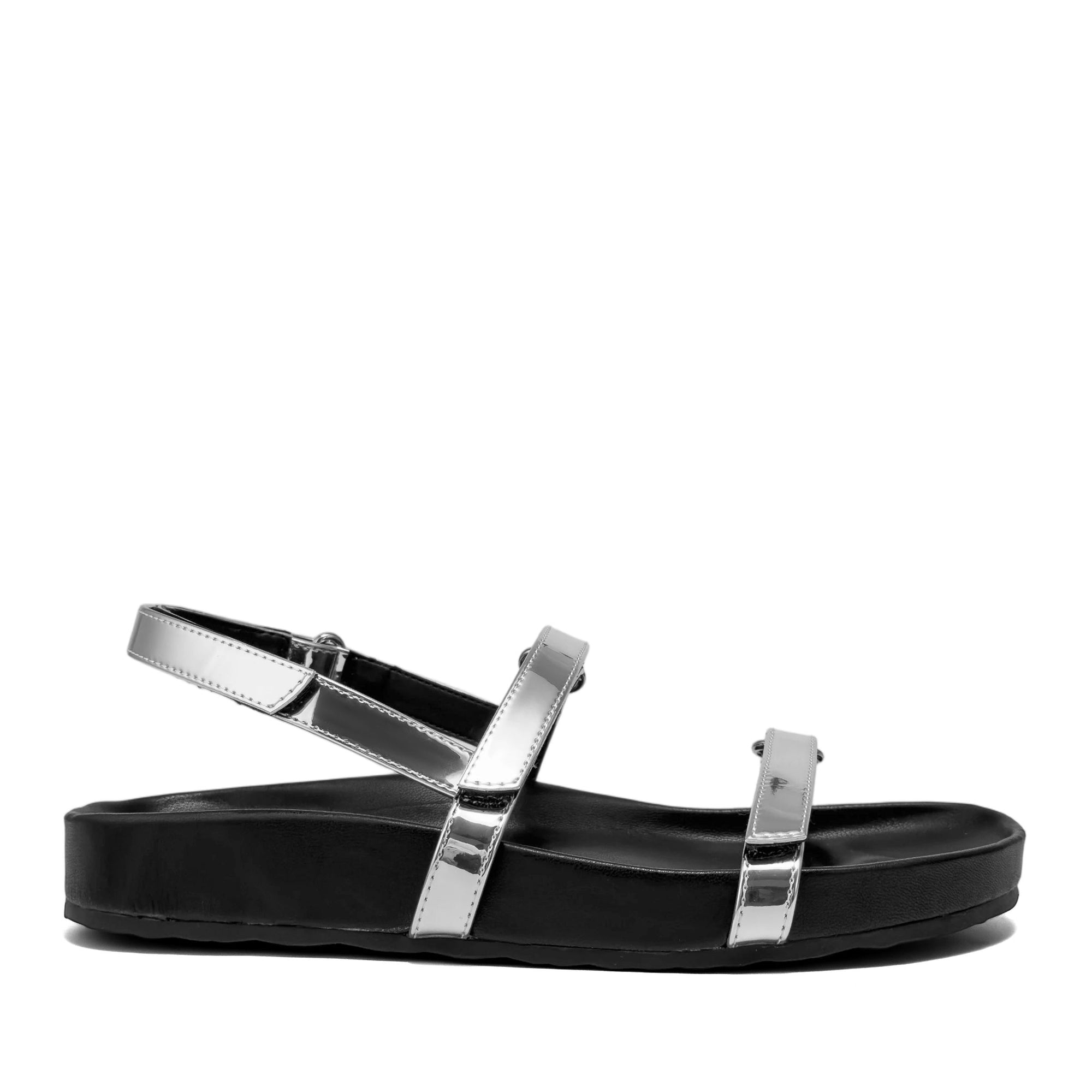 Liana Sandal Footbed | Silver Faux Mirror Metallic