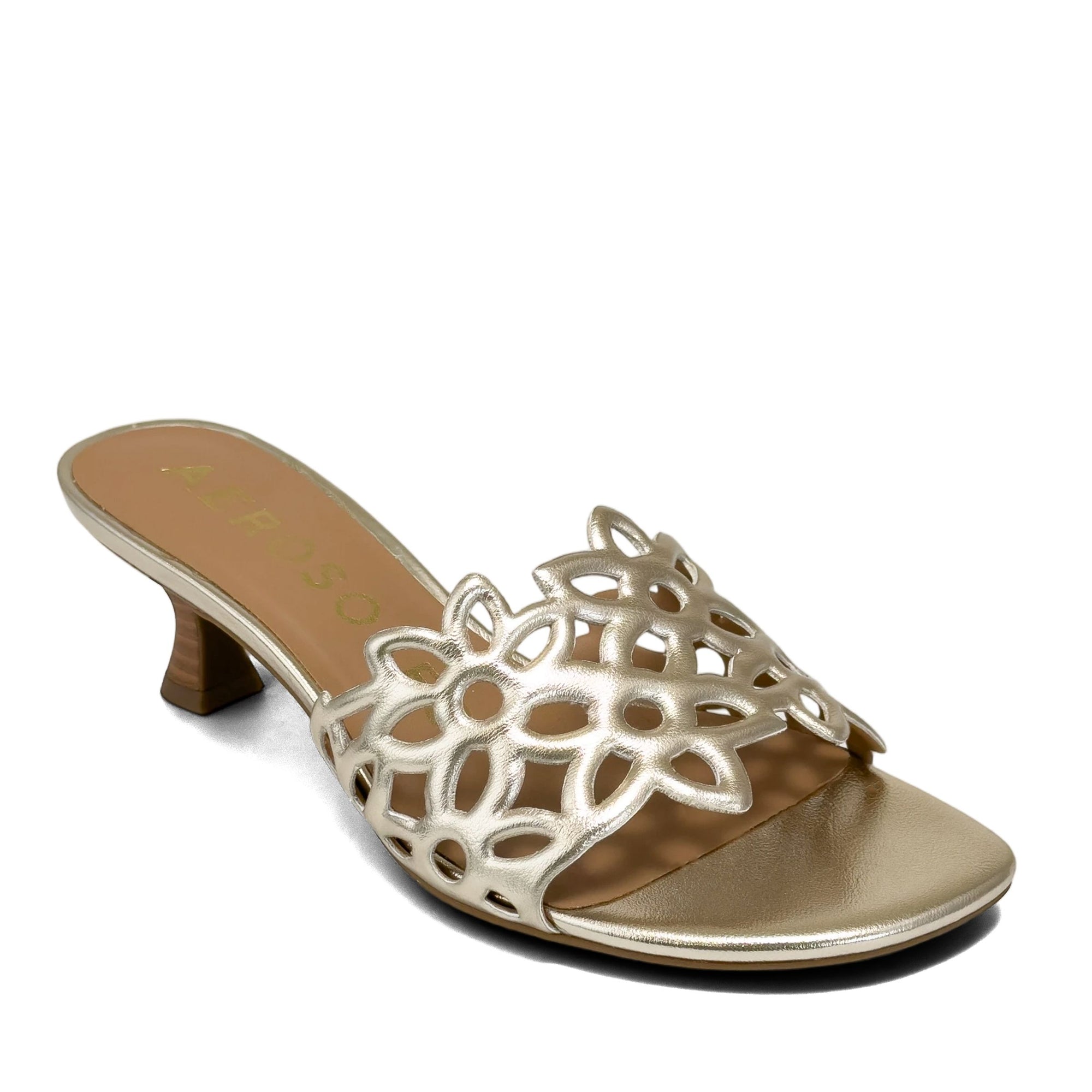 Kirah Sandal Heel | Soft Gold Faux Metallic Nappa