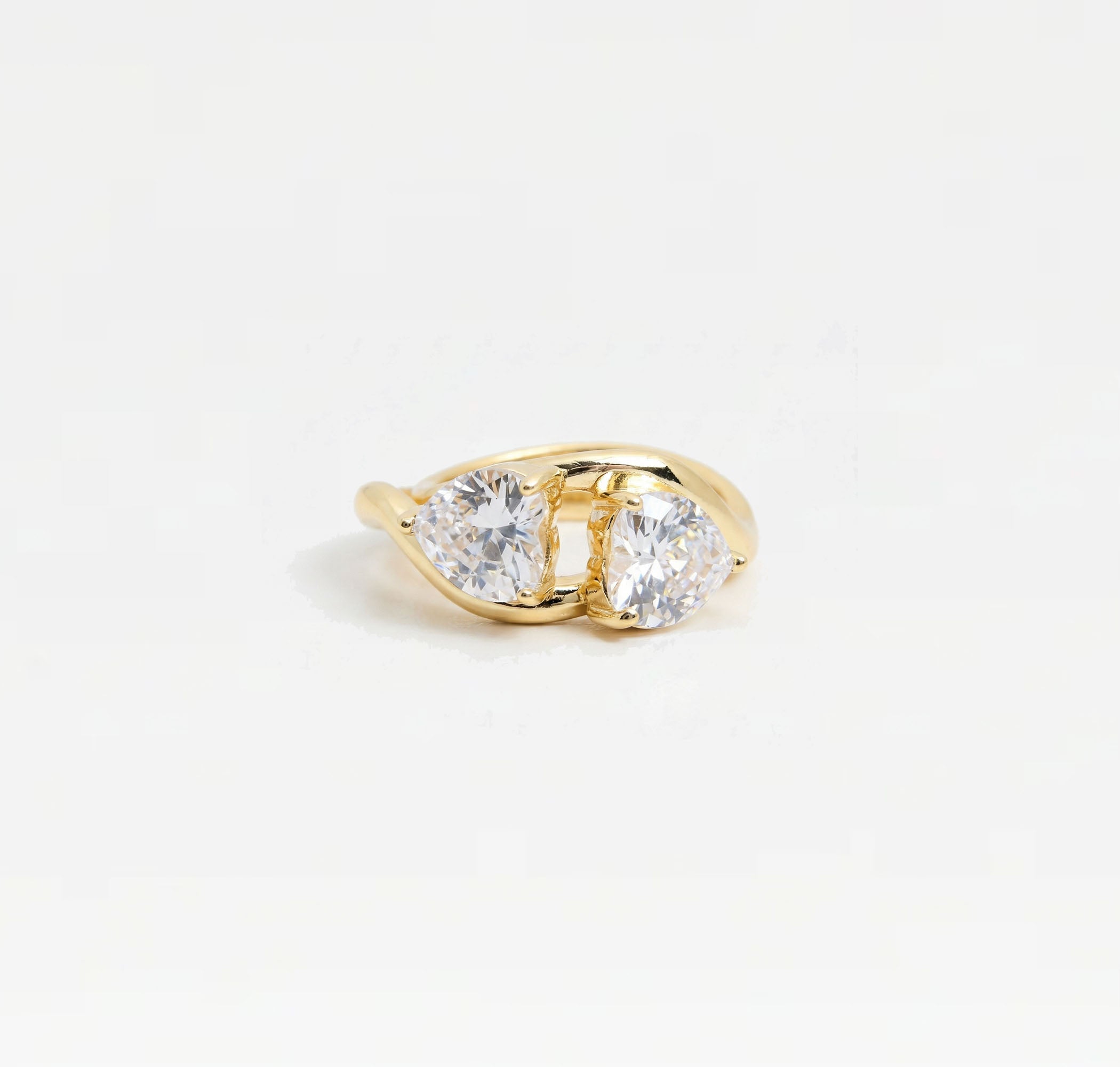 The Heart Stone Ring (Set Of 2) | 18K Gold Plated Brass