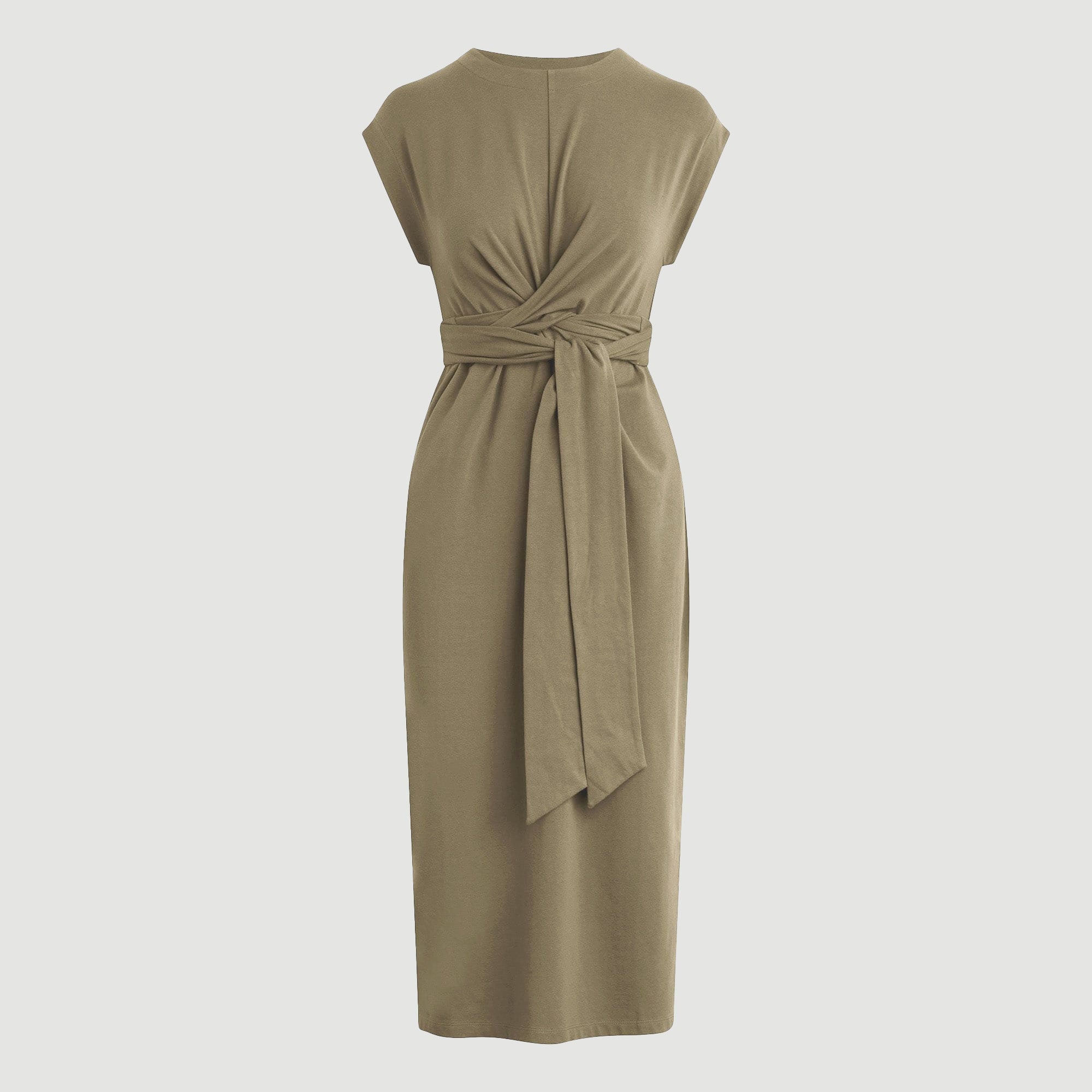 Fei Tie-Front Organic Cotton Dress (Petite) | Khaki Green