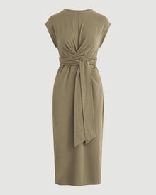 Fei Tie-Front Organic Cotton Dress (Petite) | Khaki Green
