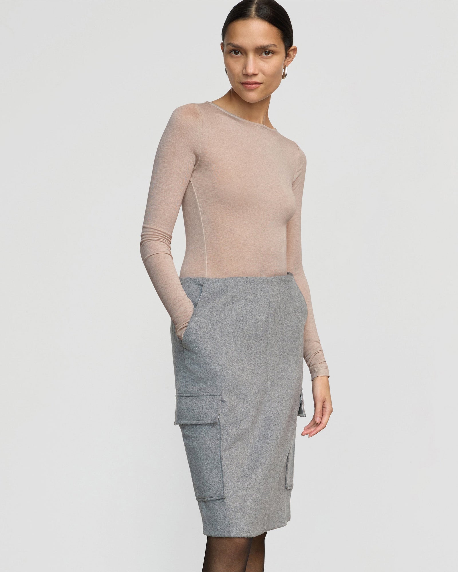 Charlotte | Felicia Wool Utility Midi Skirt in Size Extra Small